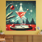 Retro 50er Schneegestöber-Christbaum-Martini Leinwanddruck (Insitu (Wohnzimmer))