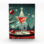 Retro 50er Schneegestöber Weihnachtsbaum Martini Fotoblock (Vorderseite)