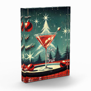 Retro 50er Schneegestöber Weihnachtsbaum Martini Fotoblock