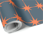 Retro 50er Sternexplosion Muster Orange Blue Geschenkpapier (Rolleneckpunkt)