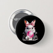 Retro 50er süßer Osterhase bläst Kaugummi 4 Button (Vorne & Hinten)