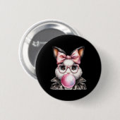 Retro 50er süßer Osterhase bläst Kaugummi 5 Button (Vorne & Hinten)