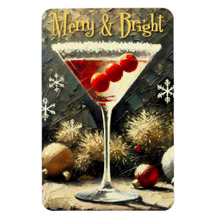 Retro 50er Triple Cranberry Weihnachts-Martini Magnet