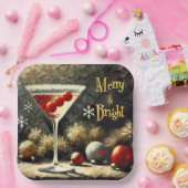 Retro 50er Triple Cranberry Weihnachts-Martini Pappteller (Party)