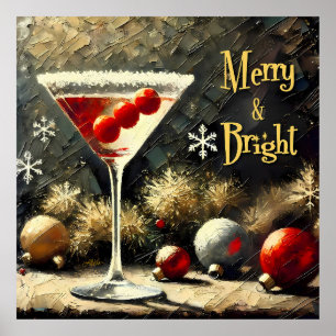 Retro 50er Triple Cranberry Weihnachts-Martini Poster