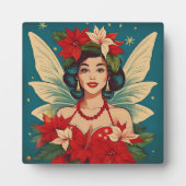 Retro 50er Tropical Christmas Button-Up Beauty Que Fotoplatte (Vorderseite)