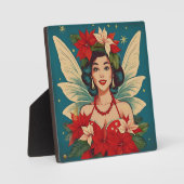 Retro 50er Tropical Christmas Button-Up Beauty Que Fotoplatte (Vorderseite)