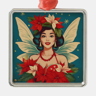 Retro 50er Tropical Christmas Button-Up Beauty Que Ornament Aus Metall