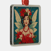 Retro 50er Tropical Christmas Button-Up Beauty Que Ornament Aus Metall (Rechts)