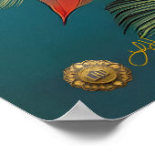 Retro 50er Tropical Christmas Button-Up Beauty Que Poster (Ecke)