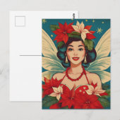 Retro 50er Tropical Christmas Button-Up Beauty Que Postkarte (Vorne/Hinten)