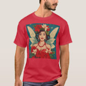 Retro 50er Tropical Christmas Button-Up Beauty Que T-Shirt (Vorderseite)