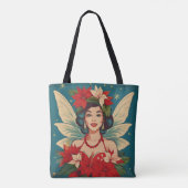 Retro 50er Tropical Christmas Button-Up Beauty Que Tasche (Rückseite)