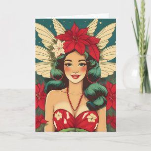Retro 50er Tropical Christmas Button-Up Girl Karte