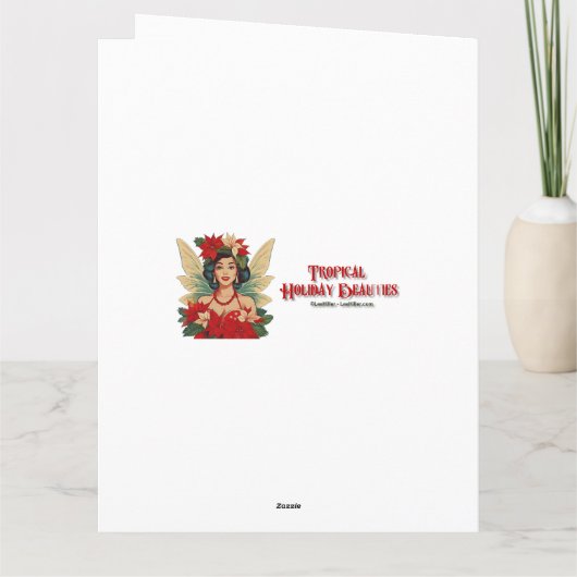 Retro 50er Tropical Christmas Button-Up Girl Karte (Rückseite)