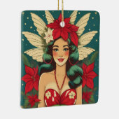 Retro 50er Tropical Christmas Button-Up Girl Keramikornament (Rechts)