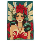 Retro 50er Tropical Christmas Button-Up Girl Mittlere Geschenktüte (Rückseite)