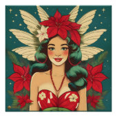 Retro 50er Tropical Christmas Button-Up Girl Poster (Vorderseite)