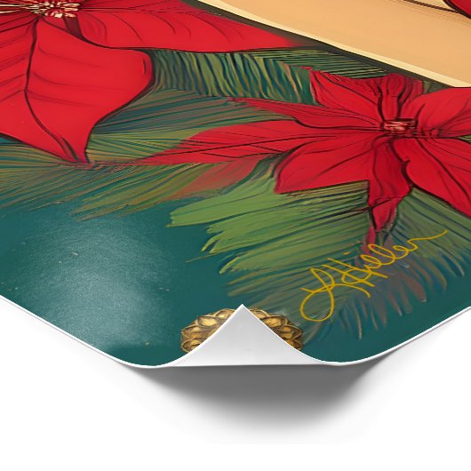 Retro 50er Tropical Christmas Button-Up Girl Poster (Ecke)