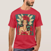 Retro 50er Tropical Christmas Button-Up Girl T-Shirt (Vorderseite)