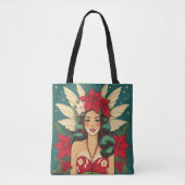 Retro 50er Tropical Christmas Button-Up Girl Tasche (Vorderseite)