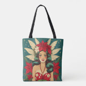 Retro 50er Tropical Christmas Button-Up Girl Tasche (Rückseite)
