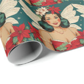 Retro 50er Tropical Christmas Button Up Starlet Geschenkpapier (Rolleneckpunkt)