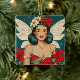Retro 50er Tropical Christmas Button Up Starlet Keramikornament