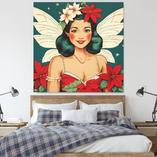 Retro 50er Tropical Christmas Button Up Starlet Leinwanddruck (Insitu (Schlafzimmer))