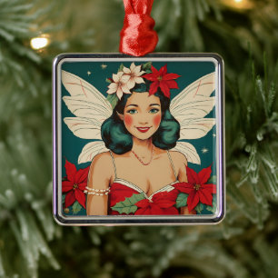 Retro 50er Tropical Christmas Button Up Starlet Ornament Aus Metall