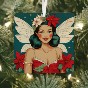 Retro 50er Tropical Christmas Button Up Starlet Ornament Aus Metall