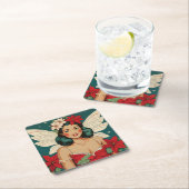 Retro 50er Tropical Christmas Button Up Starlet Rechteckiger Pappuntersetzer (Vor Ort)