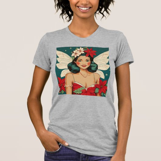 Retro 50er Tropical Christmas Button Up Starlet T-Shirt (Vorderseite)