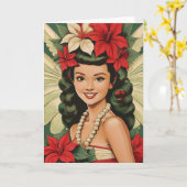Retro 50er Tropical Christmas Princess Karte (Gelbe Blume)
