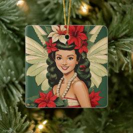 Retro 50er Tropical Christmas Princess Keramikornament