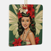 Retro 50er Tropical Christmas Princess Keramikornament (Rechts)