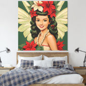 Retro 50er Tropical Christmas Princess Leinwanddruck (Insitu (Schlafzimmer))