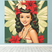 Retro 50er Tropical Christmas Princess Leinwanddruck (Insitu (Holzboden))
