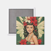 Retro 50er Tropical Christmas Princess Magnet (Vorderseite/Rückseite)
