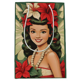 Retro 50er Tropical Christmas Princess Mittlere Geschenktüte