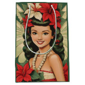 Retro 50er Tropical Christmas Princess Mittlere Geschenktüte (Vorderseite)