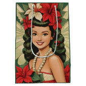 Retro 50er Tropical Christmas Princess Mittlere Geschenktüte (Rückseite)