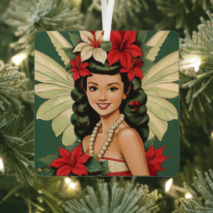 Retro 50er Tropical Christmas Princess Ornament Aus Metall