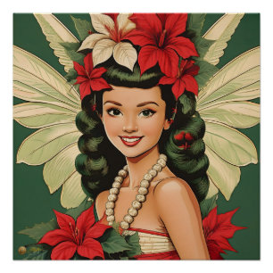 Retro 50er Tropical Christmas Princess Poster