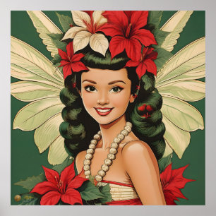 Retro 50er Tropical Christmas Princess Poster