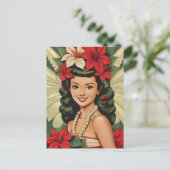Retro 50er Tropical Christmas Princess Postkarte (Stehend Vorderseite)