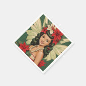 Retro 50er Tropical Christmas Princess Serviette (Ecke)