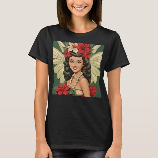 Retro 50er Tropical Christmas Princess T-Shirt (Vorderseite)