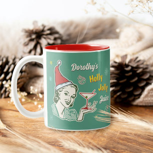 Retro 50er Weihnachten Holly Jolly Saft Lustiger B Zweifarbige Tasse