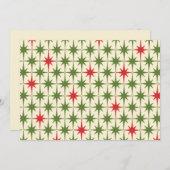 Retro 50er Weihnachts-Sternmuster Rote Creme Einladung (Vorne/Hinten)